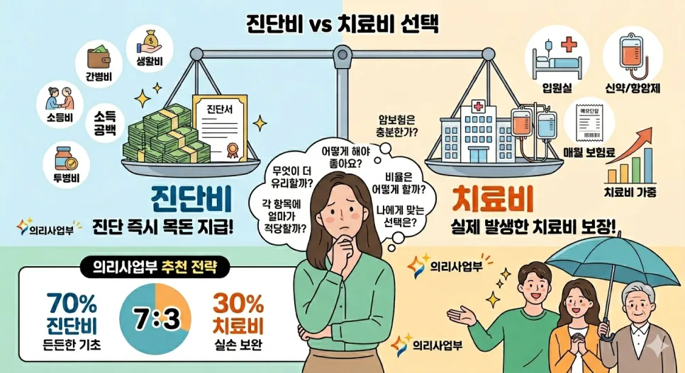 보험 진단비 vs 치료비, 2026년 최적의 황금 비율은? 2