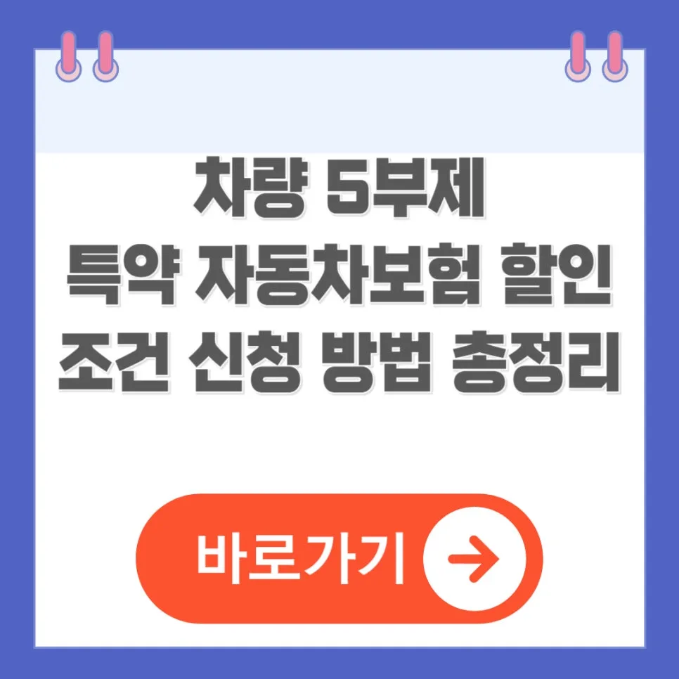 차량 5부제 특약, 2026년 보험료 할인 조건과 신청 방법 총정리