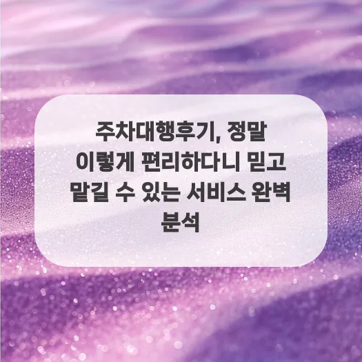 주차대행 후기 완벽 분석: 2026년 편리함과 신뢰도 높이는 법