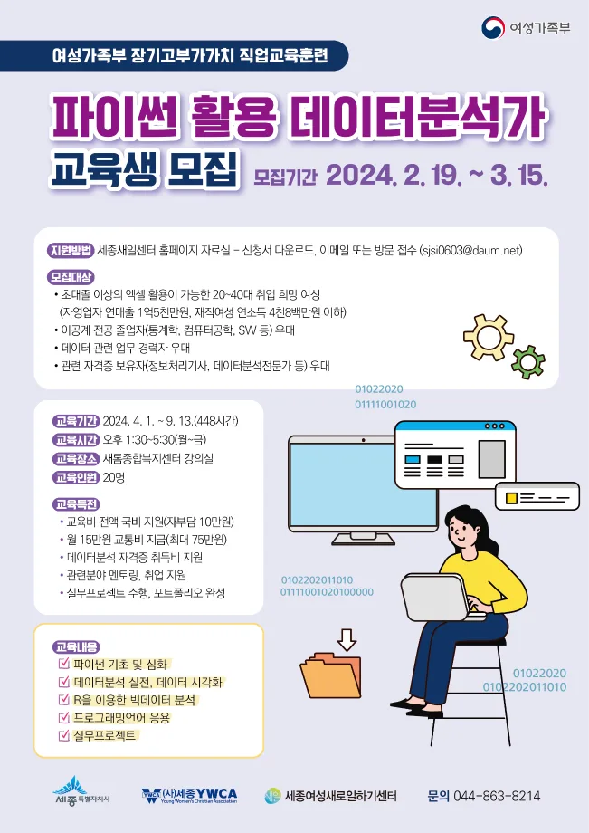 2026년 파이썬 데이터 분석가 취업 교육, 세종 여성에게 기회는?