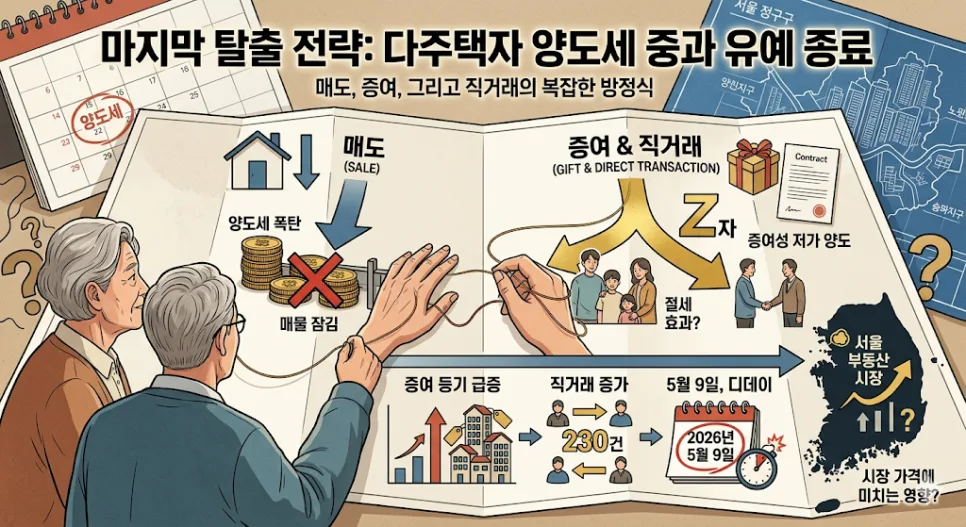 다주택자 양도세 중과 2026년 5월 9일 종료: 증여·직거래 급증 분석
