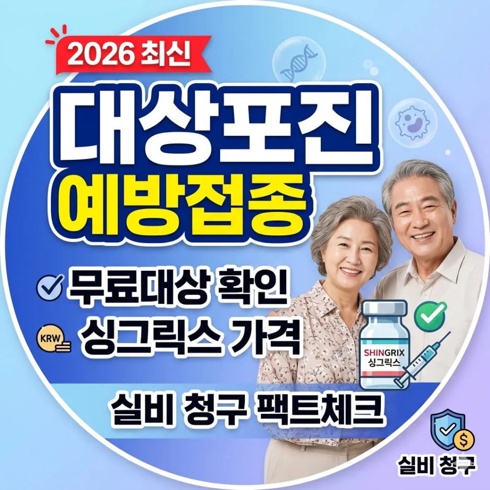 2026 대상포진 무료 접종 대상은? 싱그릭스 가격과 실비 적용 여부 총정리