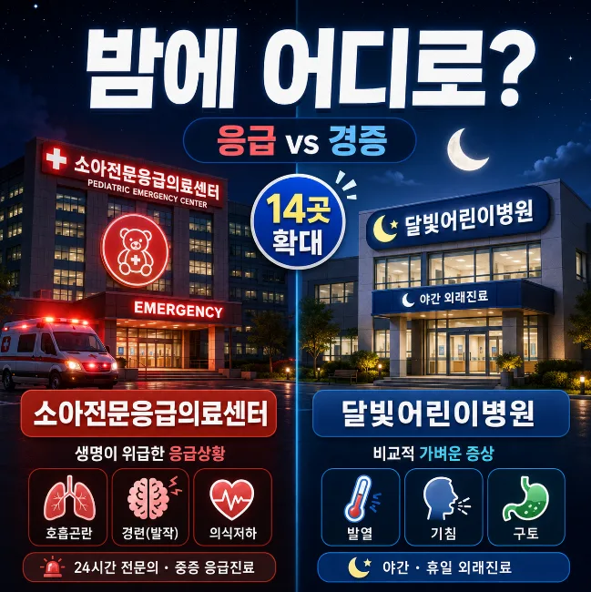 소아 응급실 vs 달빛어린이병원 2026년 최신 비교 및 선택 가이드