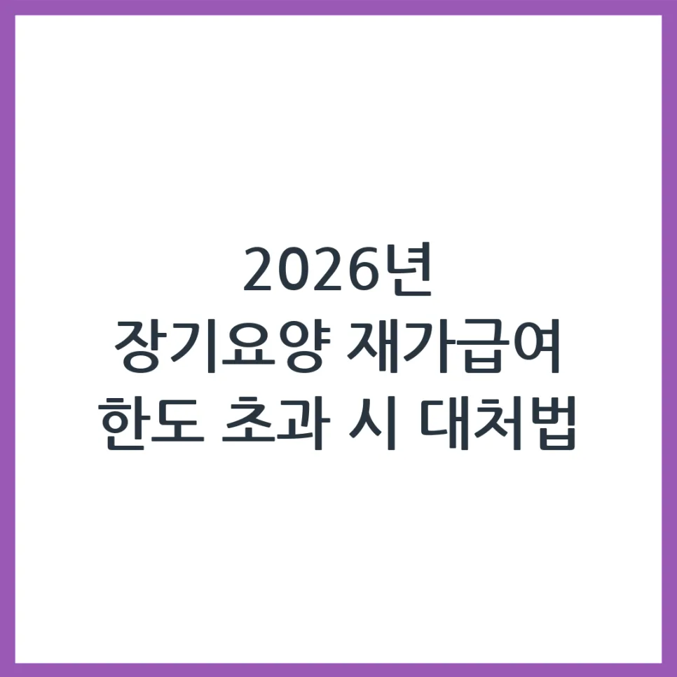 2026년 장기요양 재가급여 한도 초과 시 대처법은?