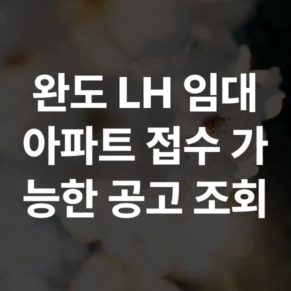 완도 LH 임대아파트 공고 확인법 2026: 신청 자격부터 계약까지