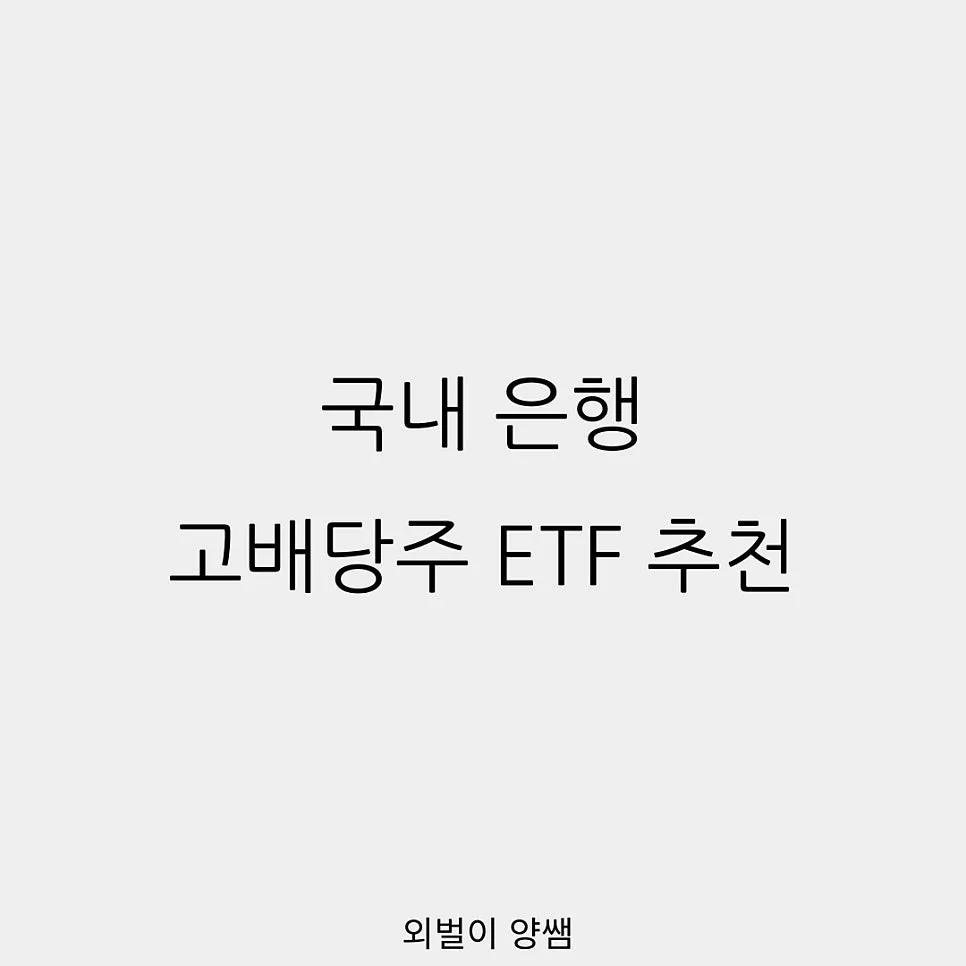 2026년 은행 고배당 ETF 비교: TIGER vs PLUS vs SOL vs KODEX