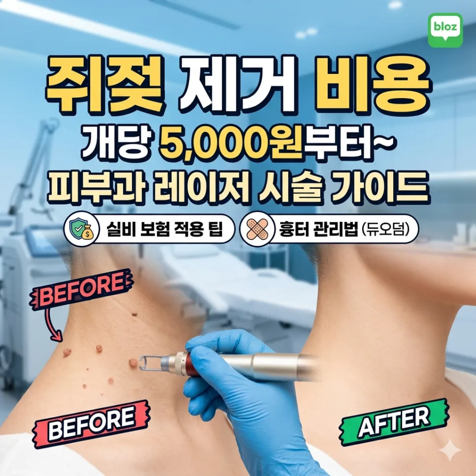 쥐젖 제거 비용 2026년 피부과 시술 총정리 및 흉터 예방법