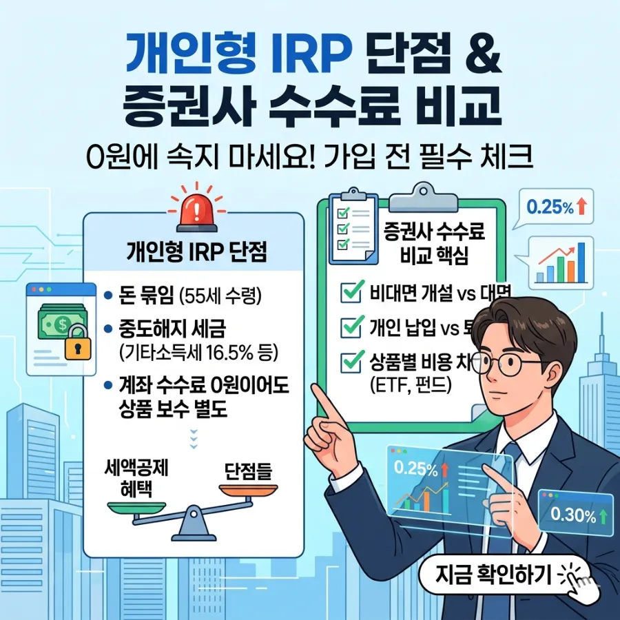 개인형 IRP 단점 3가지와 증권사 수수료 비교 2026