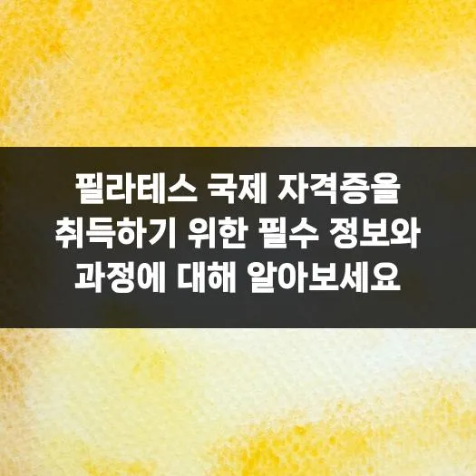 필라테스 국제 자격증 취득 과정 2026: 필수 정보 총정리