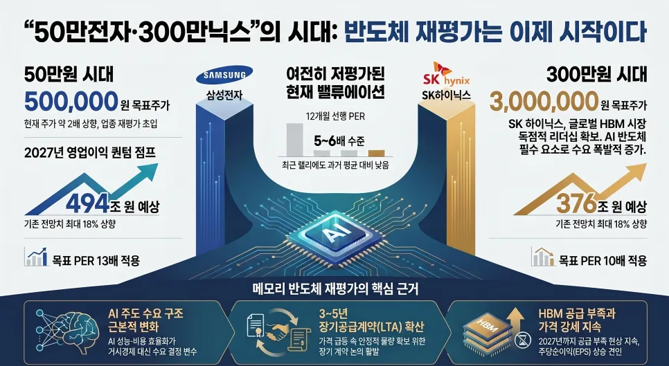 삼성전자 50만·SK하이닉스 300만? AI 시대 반도체 전망 2026