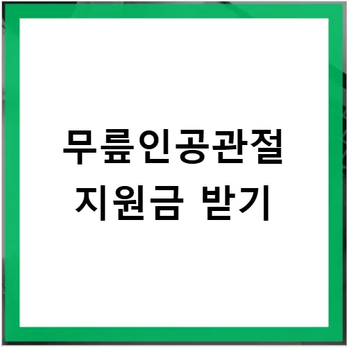 2026 무릎인공관절 지원금, 신청 조건 및 금액 총정리