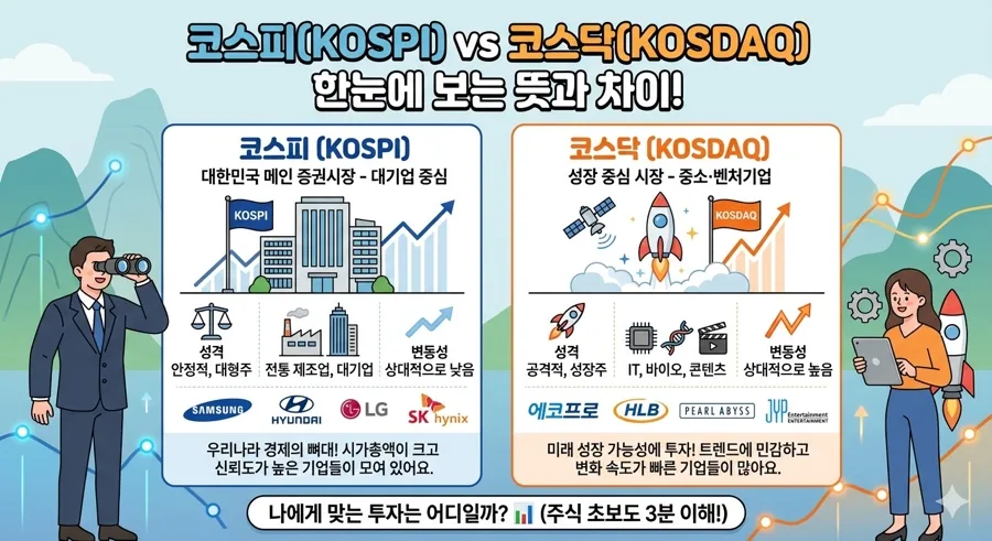 코스피 vs 코스닥 2026년 핵심 차이점 — 주식 초보 필독 가이드 2