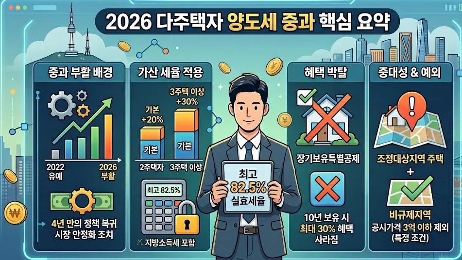 2026년 다주택자 양도세 중과 부활: 최고 82.5% 세율 총정리 2