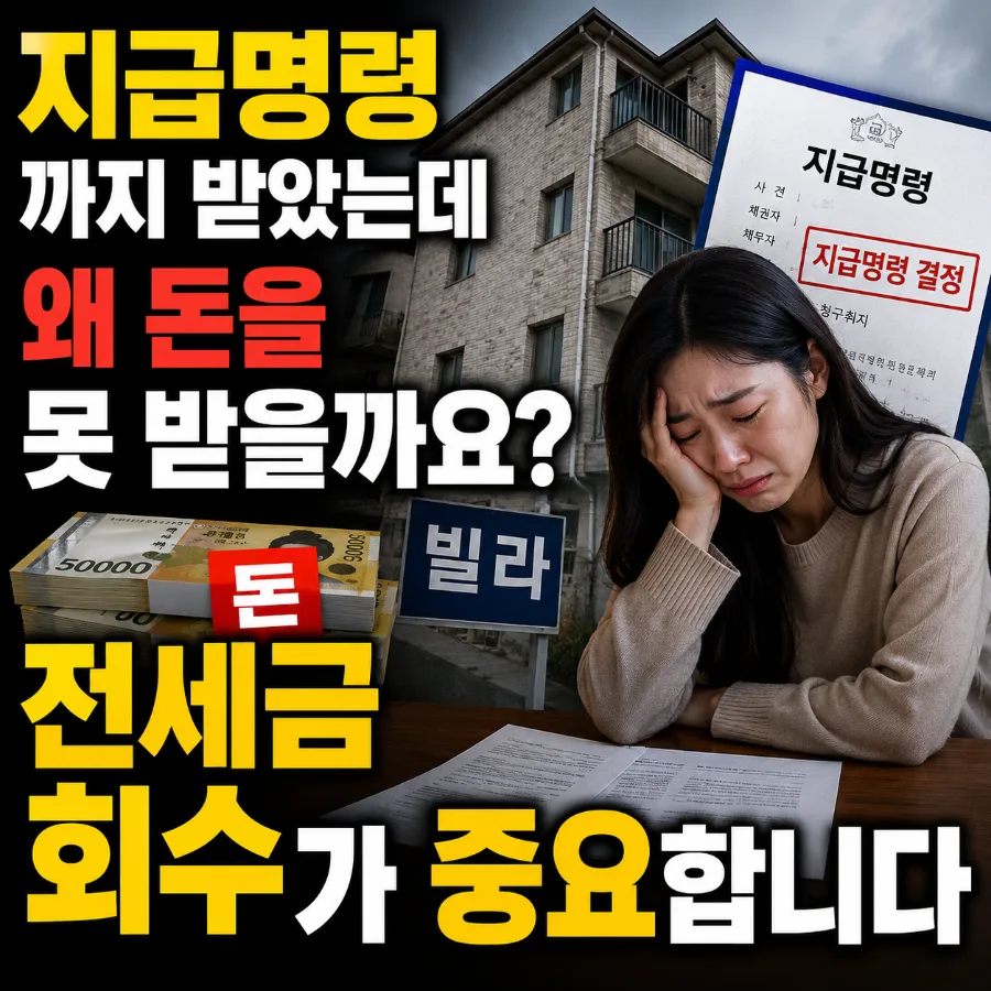 전세금 회수 순서 2026: 지급명령 후 돈 못 받는 이유와 해결책