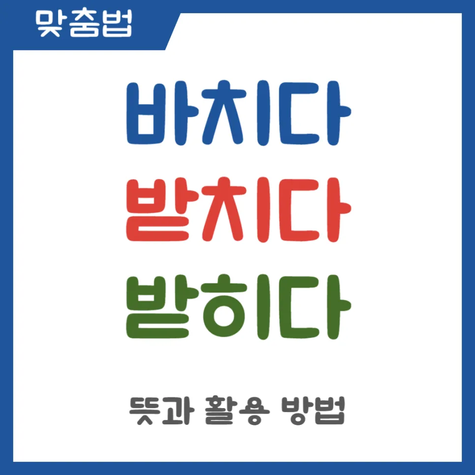 바치다 받치다 받히다 차이점 완벽 정리 (2026년 최신)