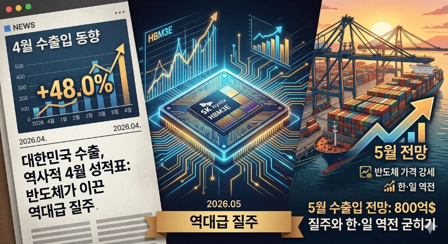 2026년 4월 수출 역대급 기록, 5월 전망 및 일본과의 격차 분석