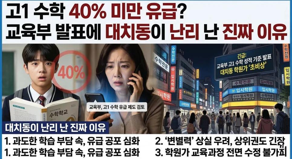 고1 수학 성취도 40% 미만 시 유급? 2026년 입시 변화 총정리