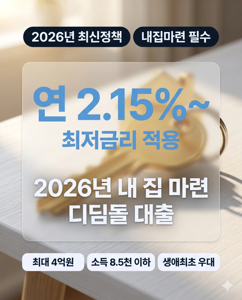 2026년 디딤돌 대출, 소득 기준 완화 및 금리 혜택 총정리
