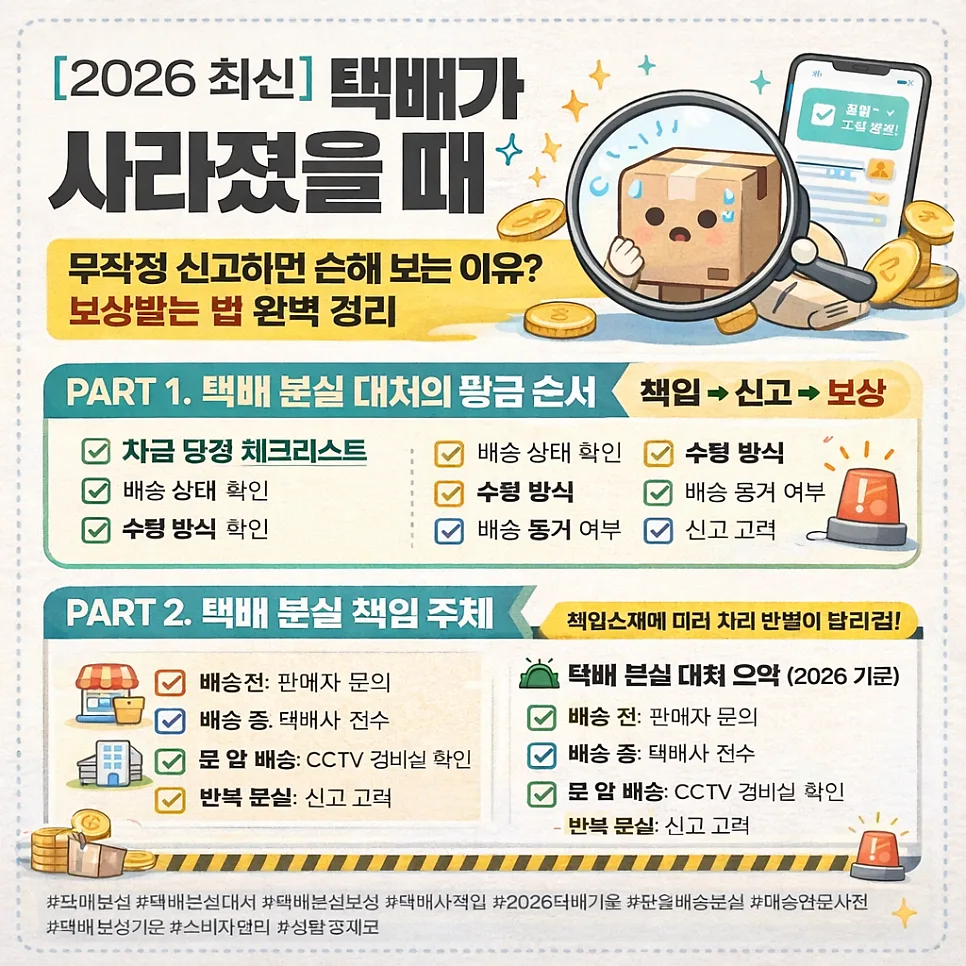 택배 분실 시 보상받는 법: 2026년 최신 대처법과 주의사항