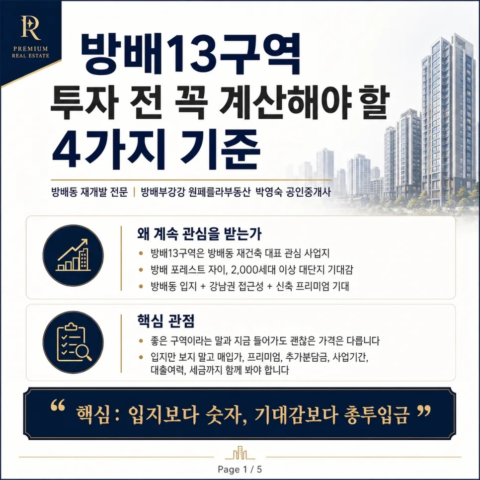 방배13구역 투자, 2026년까지 고려해야 할 4가지 핵심 계산법 2