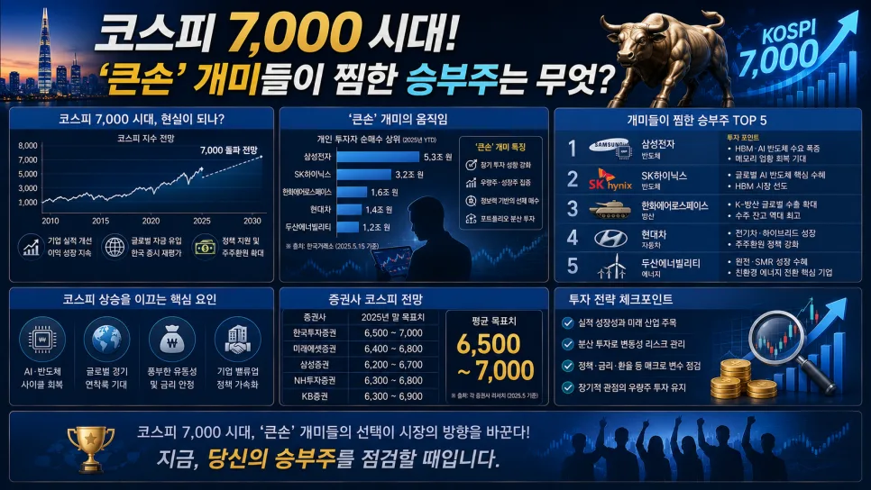 코스피 7000 시대, '큰손' 개미들의 선택은? 2026년 투자 전략