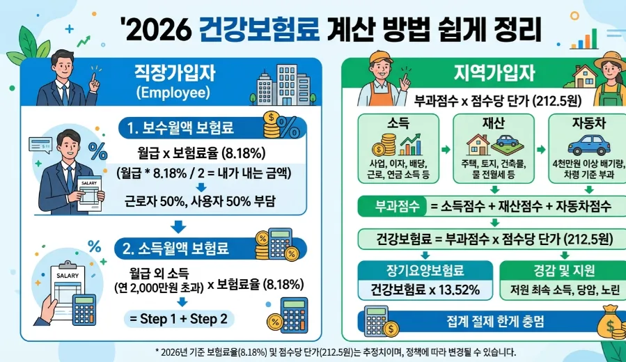 2026년 건강보험료, 직장 vs 지역가입자 계산법 총정리