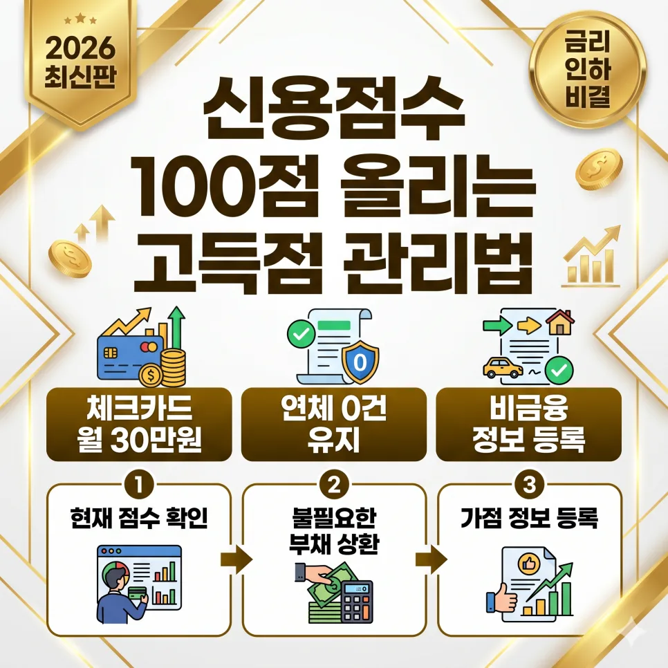 2026년 신용점수 100점 올리는 법: 실제 경험 기반 관리 비법
