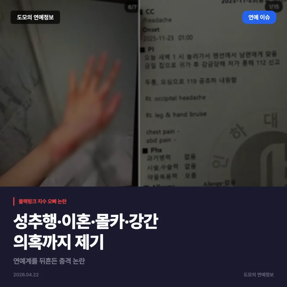블랙핑크 지수 오빠, 성추행·이혼·몰카 의혹 총정리 2026