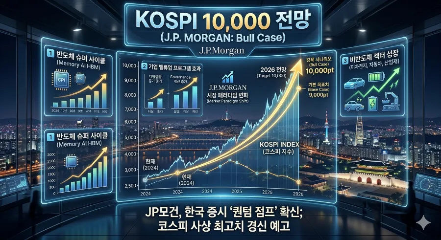 JP모건 코스피 1만 시대 전망 2026: AI와 밸류업이 이끄는 증시 분석