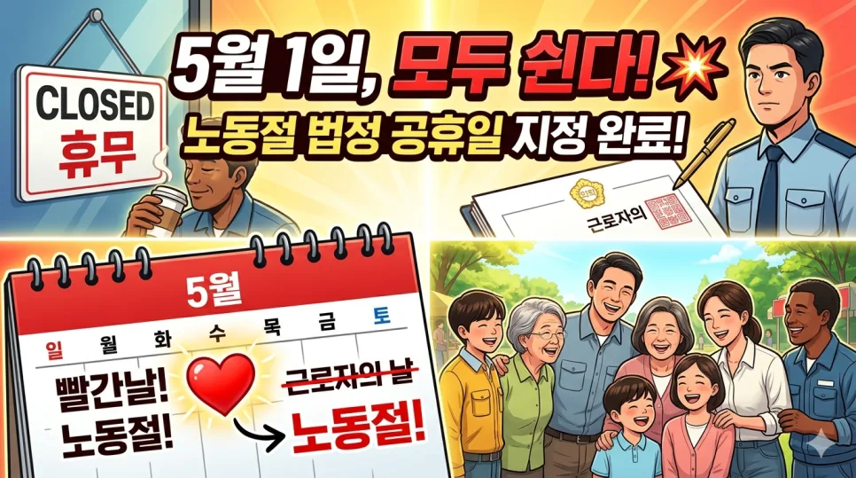 5월 1일 노동절 공휴일 지정: 2026년 모든 근로자가 쉬는 이유