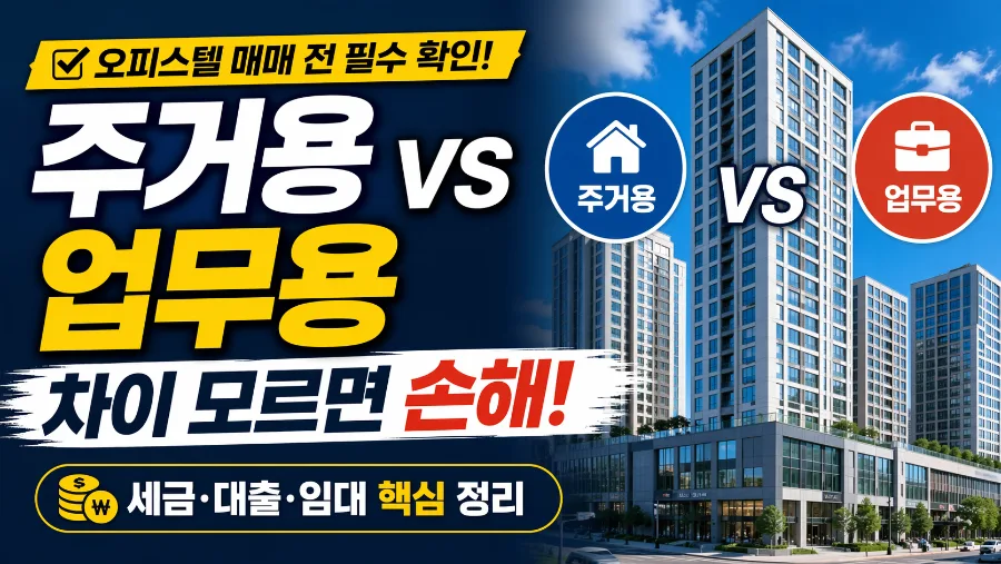 오피스텔 주거용 vs 업무용 구분 2026: 세금 폭탄 피하는 법
