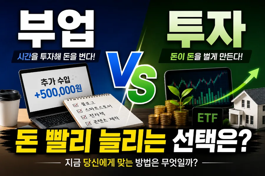 2026년 부업 vs 투자: 돈 빨리 늘리는 현실적 방법 총정리