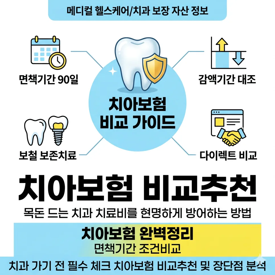 치아보험 비교 2026: 보장 범위, 면책기간, 갱신형/비갱신형 완벽 분석