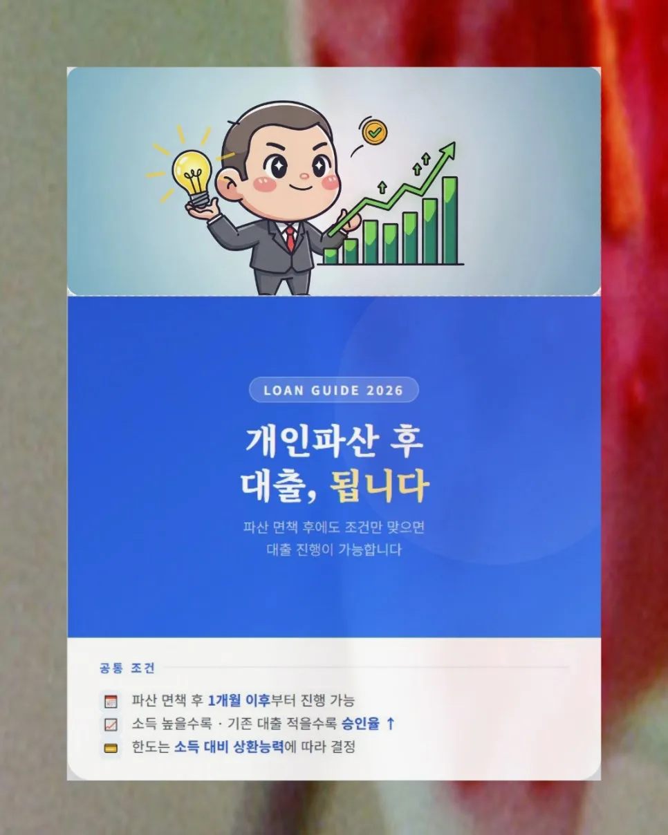 파산 면책 후 대출 한도 및 조건 2026: 직군별 승인 가이드 2