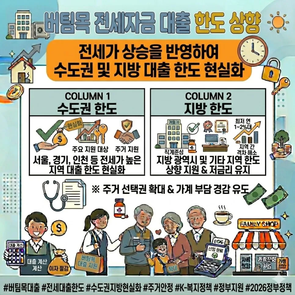 버팀목 전세자금 대출 한도 2026년 얼마나 오르나? 총정리