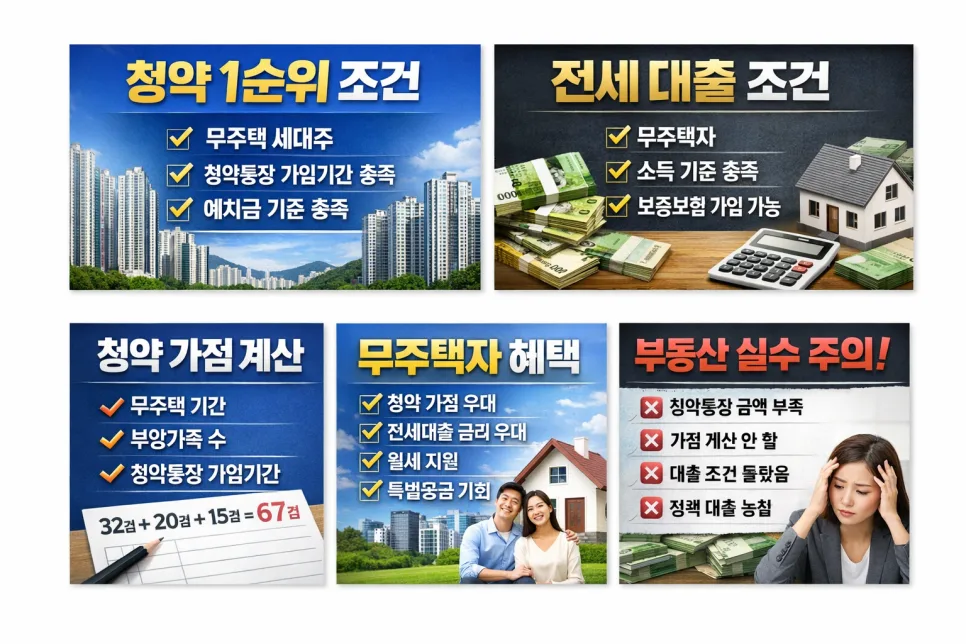 2026년 청약 1순위 조건 및 전세 대출 완벽 가이드