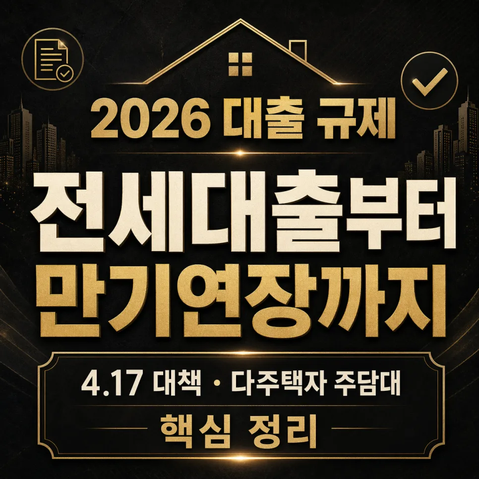 2026년 대출 규제 총정리: 전세대출부터 만기연장까지