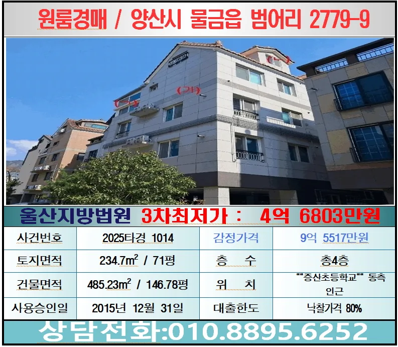 양산 물금 원룸 경매 2026년 투자 분석: 4.6억 최저가 분석 2