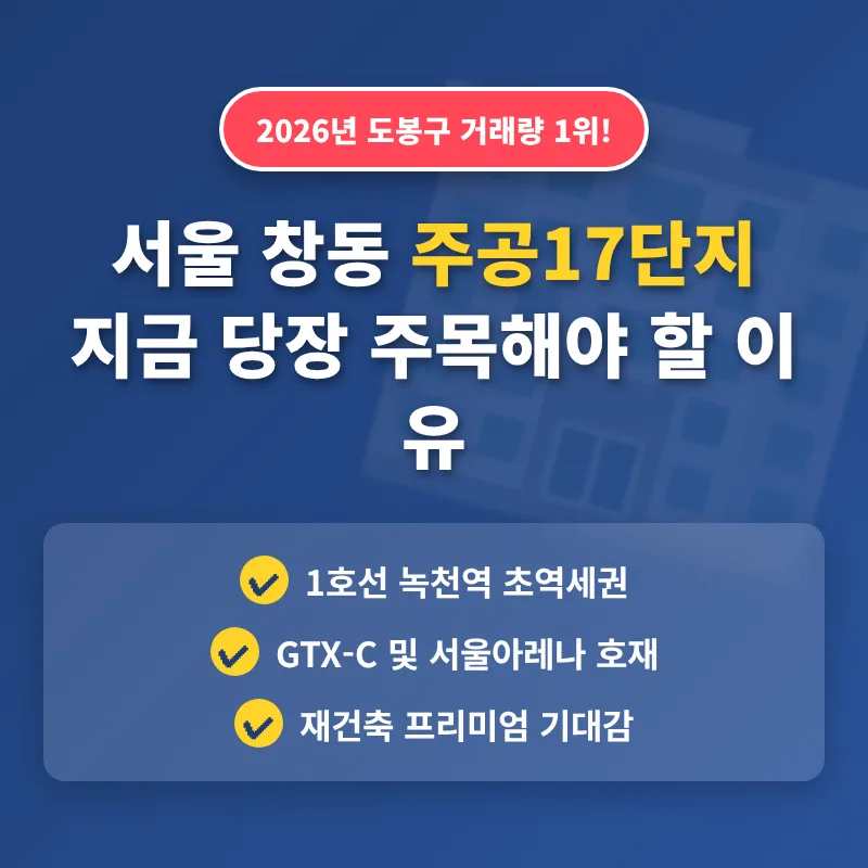 창동 주공17단지 2026년 거래량 1위 이유와 미래 가치 분석