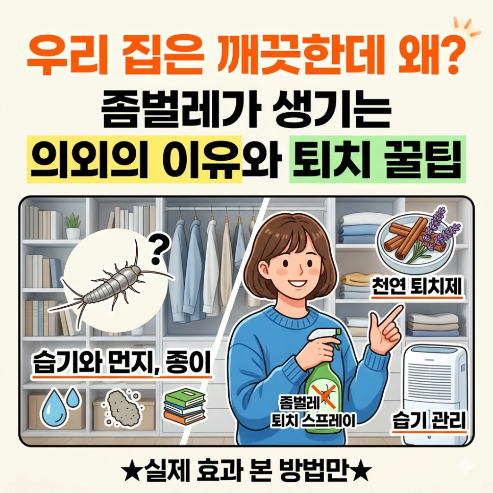 좀벌레 원인과 퇴치법 2026: 습기·먹이·택배박스 완벽 분석