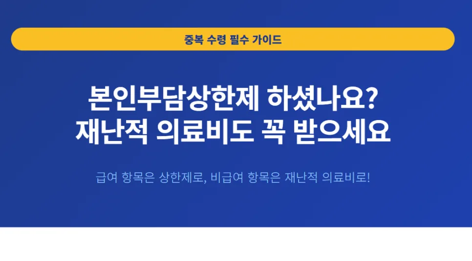 재난적 의료비 지원금, 본인부담상한제와 별도 신청 가능 (2026년 기준) 2