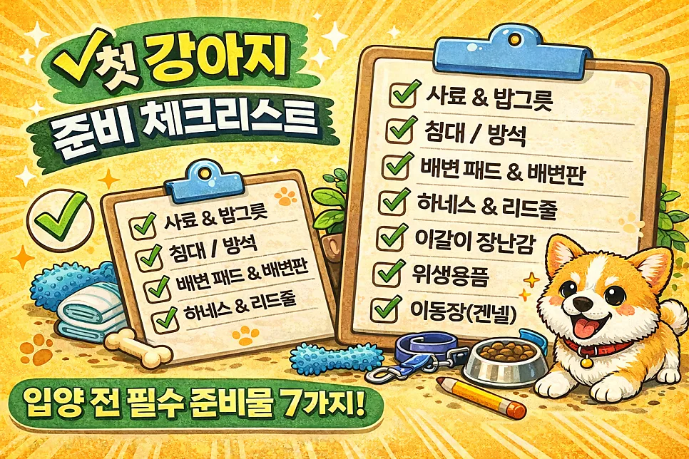 첫 강아지 필수 용품 7가지 완벽 준비 가이드 2026