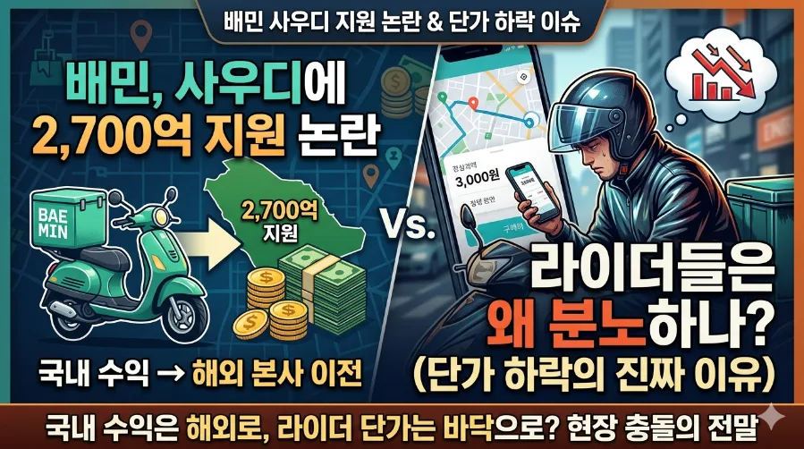 배민, 사우디 2,700억 지원…라이더 단가 하락 이유는? 2026