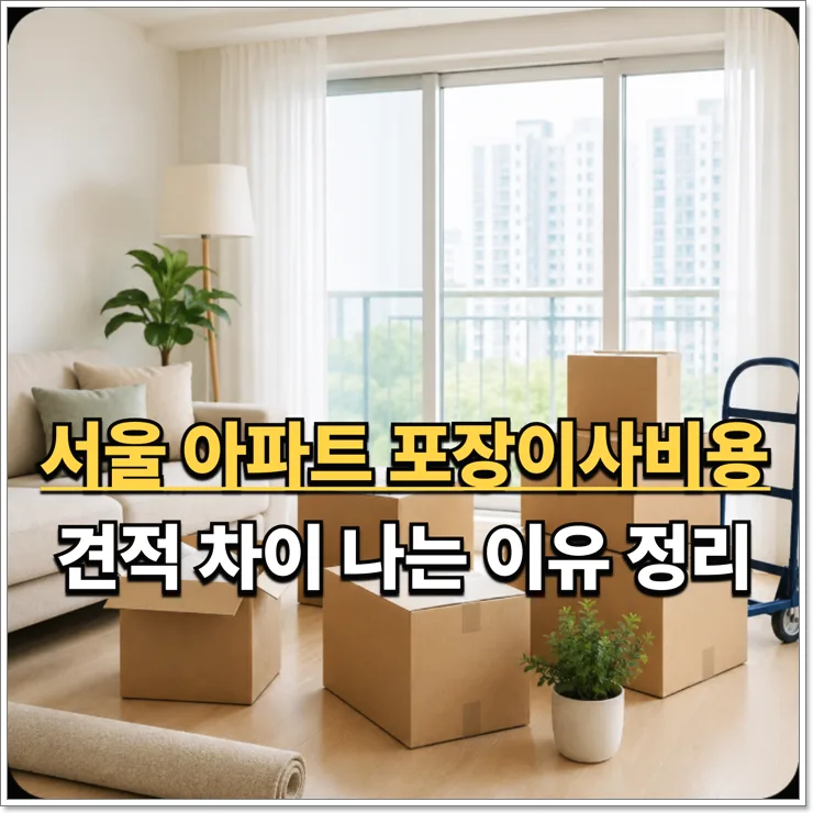 서울 아파트 포장이사 비용, 2026년 최저가 비교 핵심 가이드
