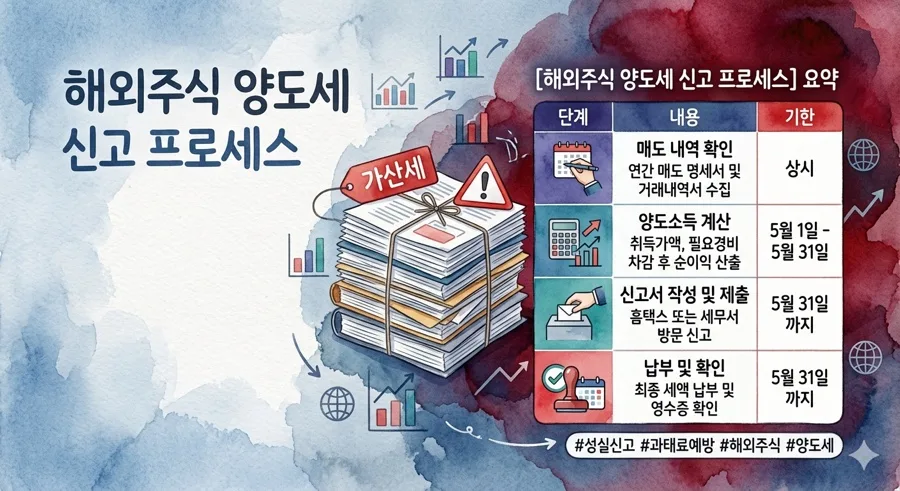 해외주식 양도세 2026년 신고 완벽 가이드: 250만원 초과 시 필수!