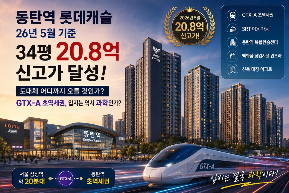 동탄역 롯데캐슬 34평 20.8억 신고가 달성 비결 2026
