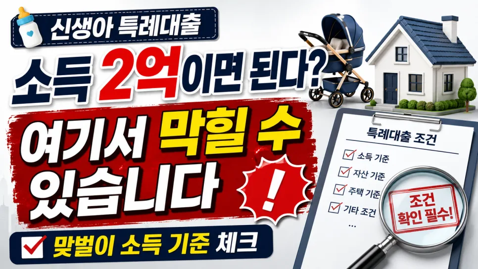 신생아 특례대출 소득 2억 조건, 실제 통과 가능성 2026년 분석
