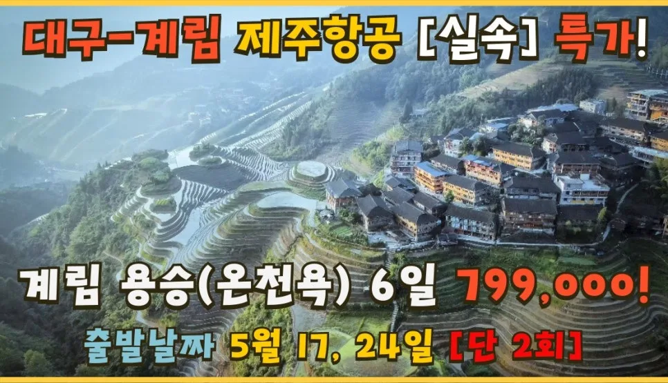 대구 출발 계림 여행 2026: 4박 6일 전세기 특가 총정리