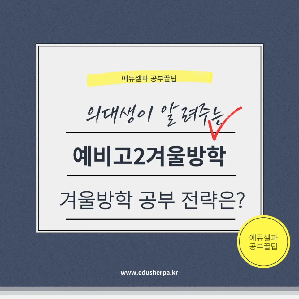 예비고2 겨울방학 로드맵 2026: 고3 후회 막기 위한 필수 전략