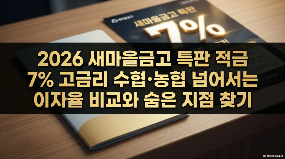 새마을금고 특판 적금 2026: 7% 고금리 찾는 법 공개